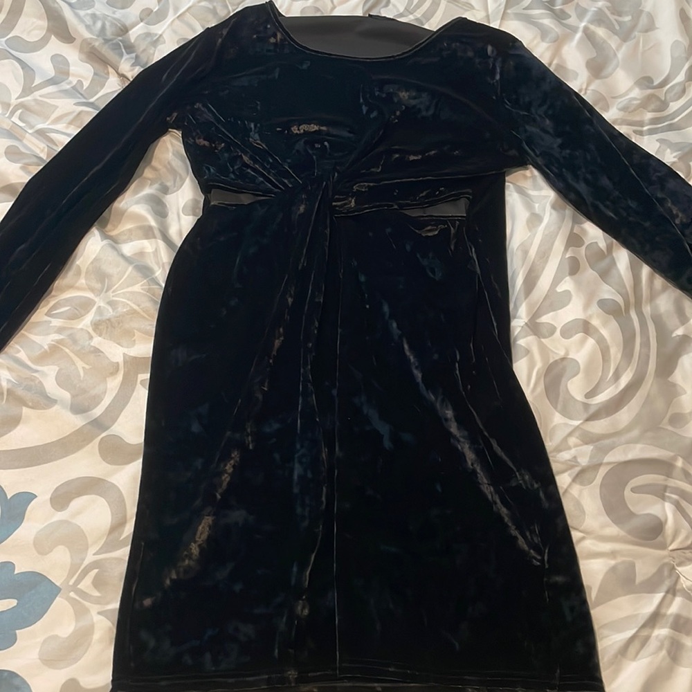 Plus long sleeve velvet dress